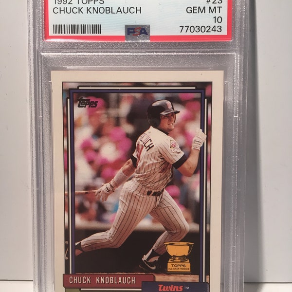 1992 Topps Chuck Knoblauch #23 PSA 10 Rookie Card (Gold Cup) Gem Mint - Graded Encased!