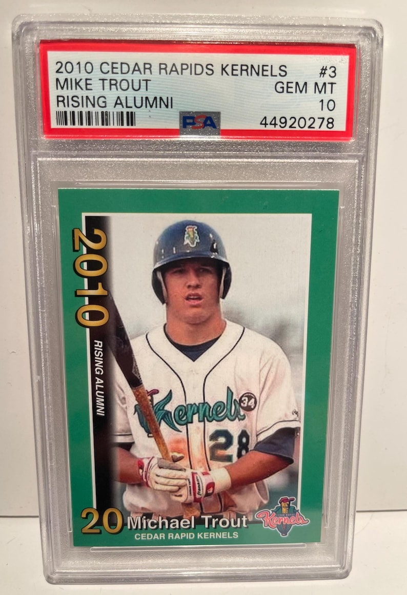 2010 Cedar Rapids Kernels Rising Alumni Mike Trout #3 PSA 10 Rookie Card Graded Encased image 1