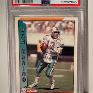 Dan Marino 1991 Pacific Football Card- graded, authenticated, encased - PSA 10 Gem Mint! Miami Dolphins Legend