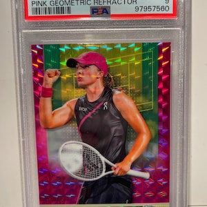 IGA SWIATEK 2024 Topps Chrome Tennis Pink Geometric Refractor /15 PSA 9 Mint Graded Encased