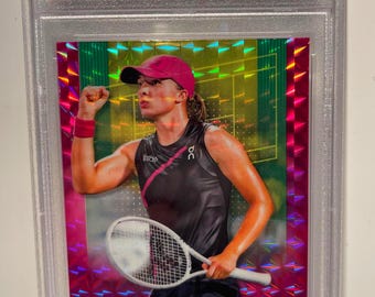 IGA SWIATEK 2024 Topps Chrome Tennis Pink Geometric Refractor /15 PSA 9 Mint Graded Encased