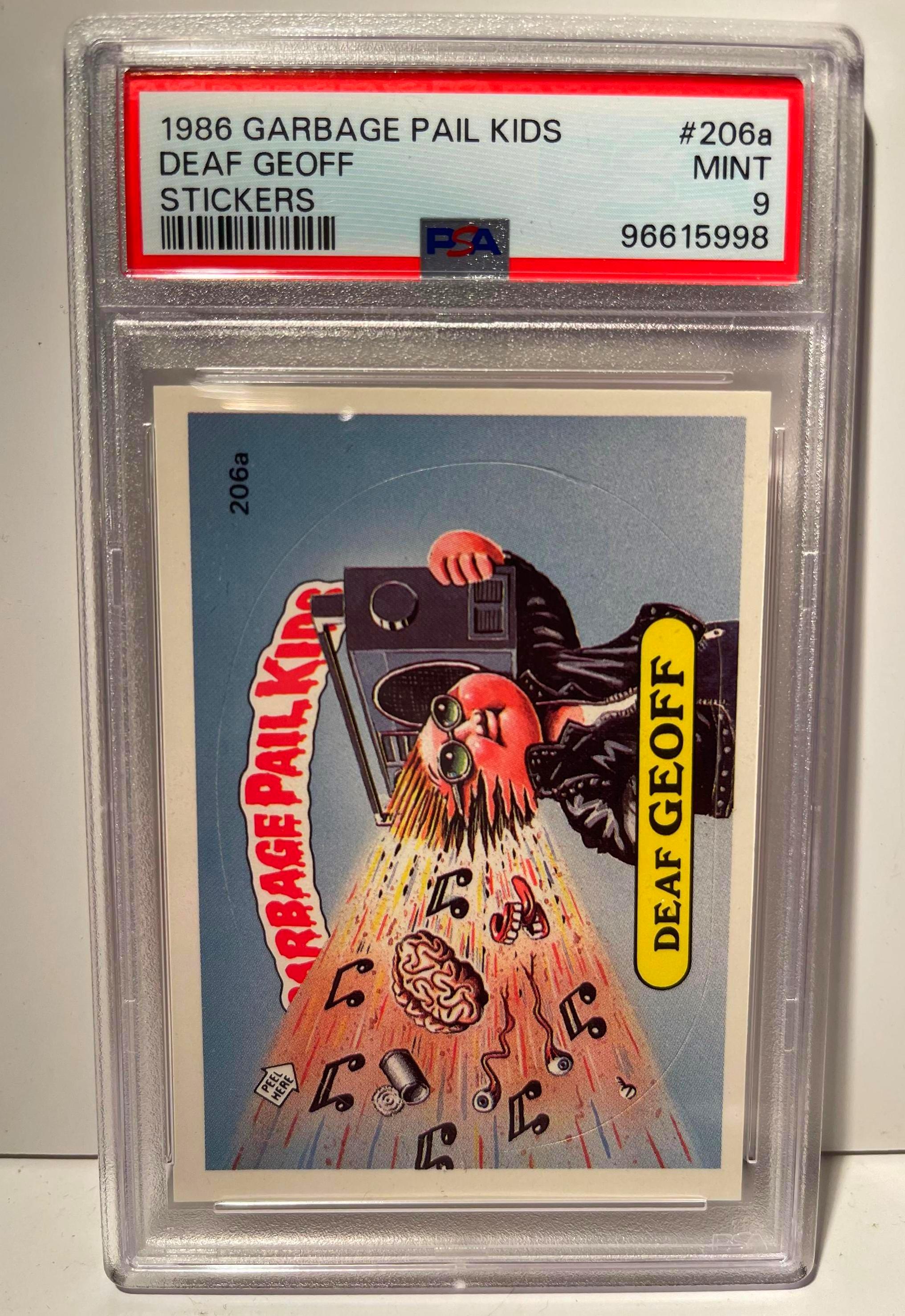 激レアoldmountain purveyors メタルディッシュステッカー付 1986 Garbage Pail Kids Stickers #206a DEAF GEOFF PSA 9 Mint