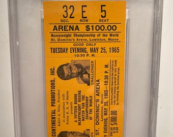 1965 Muhammad Ali vs. Sonny Liston Phantom Punch Full Ticket PSA 9 MINT Gold Version Authenticated & Encased