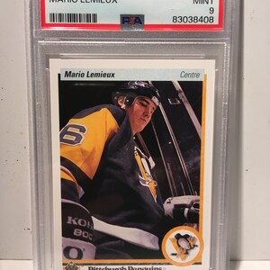 1990 Upper Deck French #144 Mario Lemieux Penguins HOF PSA 9 - Graded Encased