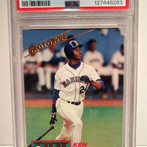 1991 RBI Magazine Prototype Hand Cut #4P Ken Griffey Jr. HOF PSA 8 Graded Encased