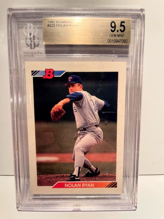 Nolan Ryan 1992 Bowman Beckett BGS 9.5 Gem Mint Graded Encased Texas  Rangers - Etsy Ireland