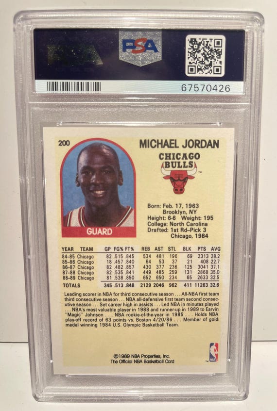 1989 Hoops Michael Jordan Chicago Bulls PSA 9 Mint Hall of Famer