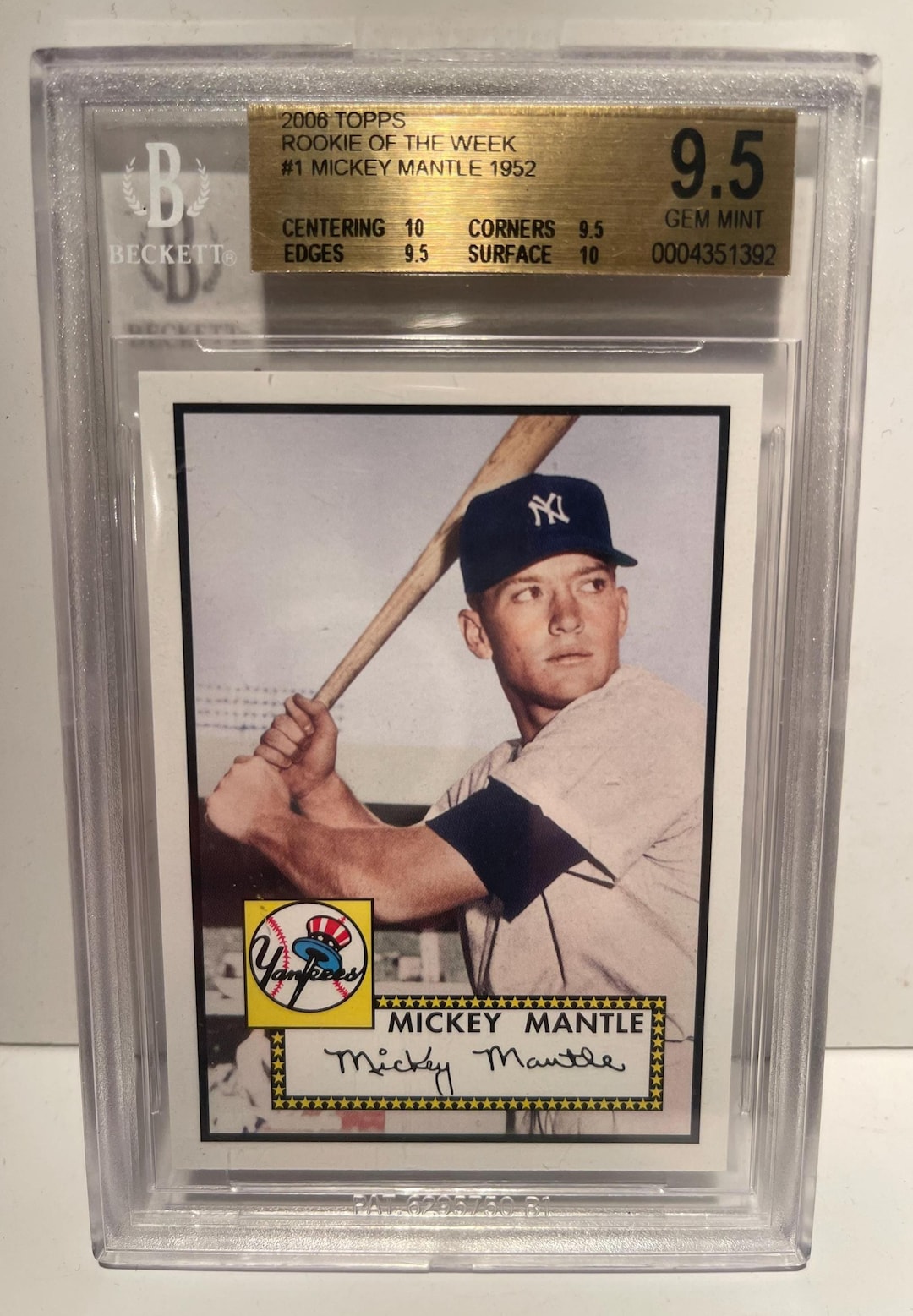 highest graded mickey mantle rookie card 2006 Topps of the Week Baseball #1 PSA (Cert# 51554252) : Collectibles & Fine Art Rare Mickey Mantle Card Becomes