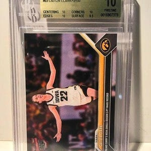 2023 Bowman U Now #63 Caitlin Clark "Breaks Curry's Single Season NCAA Three Point Record" BGs 10 Pristine Rookie Card - Graded Encased image 1