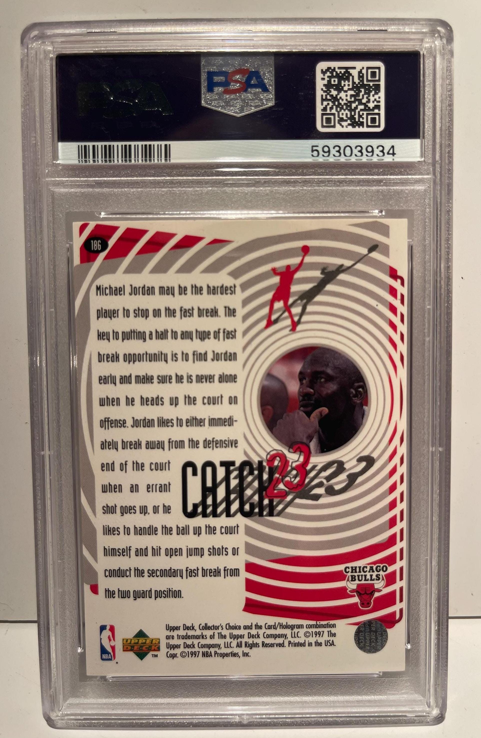 1997 Collectors Choice Catch 23-fast Break #186 MICHAEL JORDAN PSA