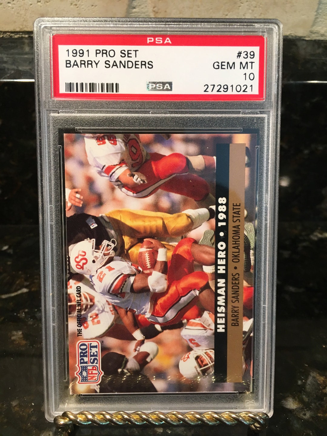 Barry Sanders 1991 Pro Set Heisman Hero Graded Authenticated Encased