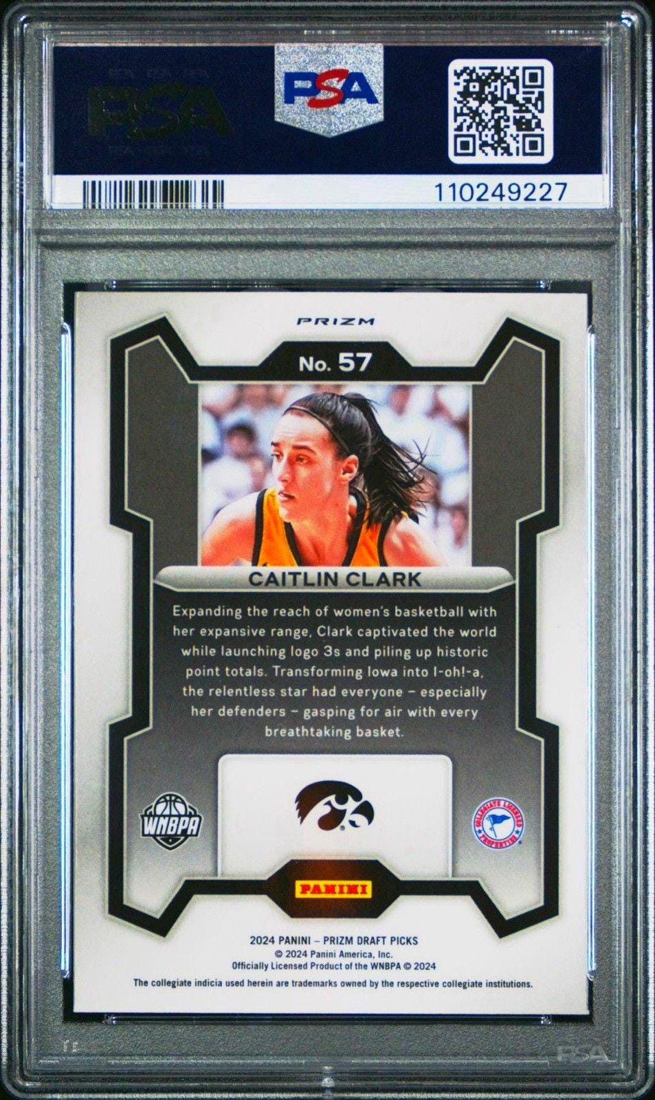 2024 Panini Prizm Draft Picks Silver Caitlin Clark #57 PSA 9 MINT