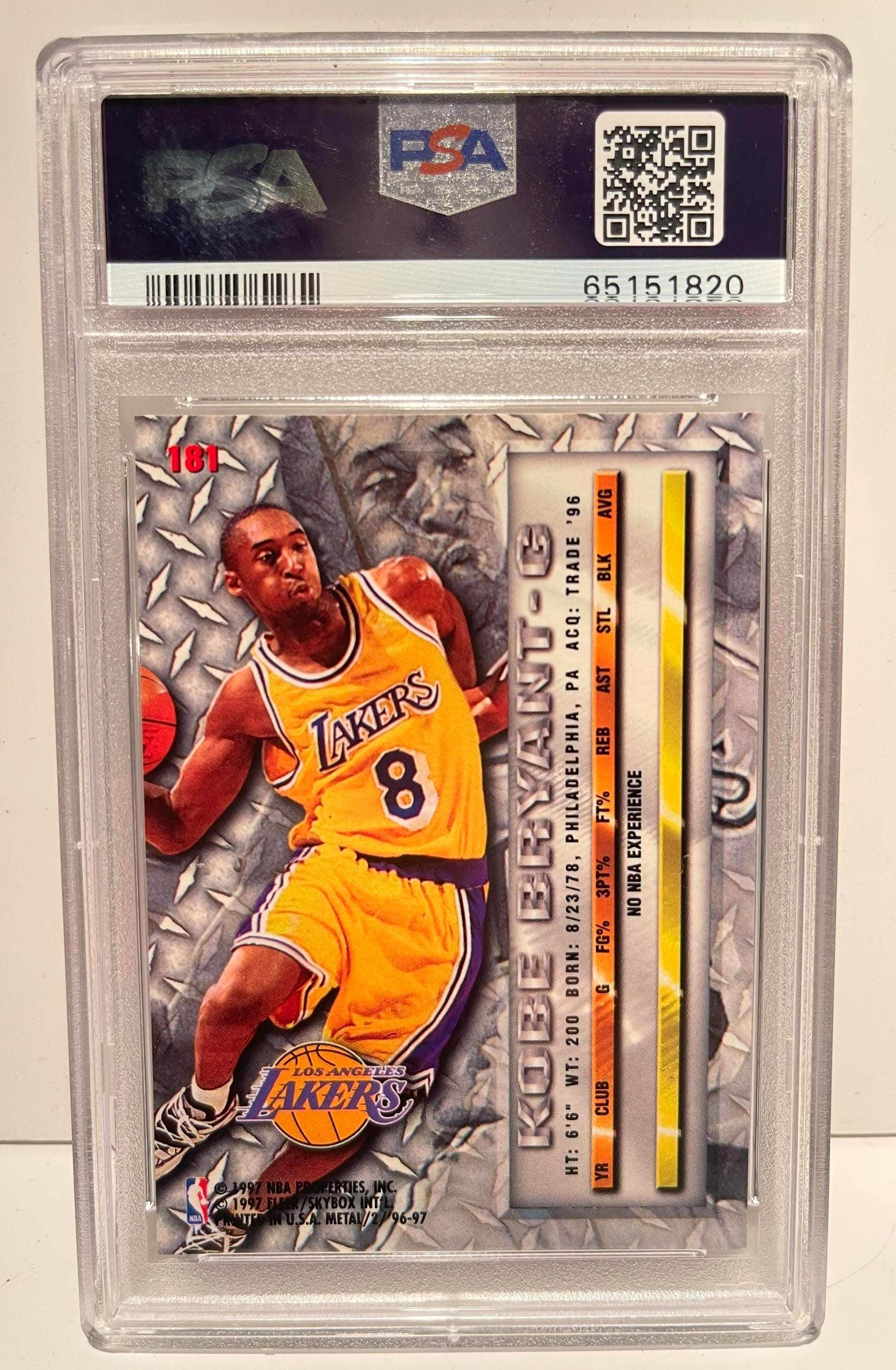 1996 Metal Kobe Bryant #181 PSA 9 MINT Rookie Graded Encased - Etsy