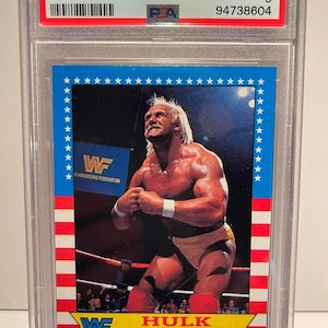 Hulk Hogan 1987 Topps WWF Trading Card - graded, authenticated, encased - PSA 9 - Mint! RIP Legend!