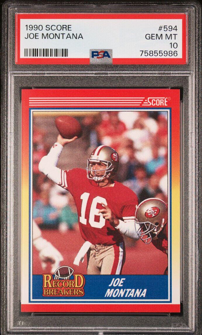 1990 Score Joe Montana #594 PSA 10 Hall of Fame San Francisco 49ers Graded Encased