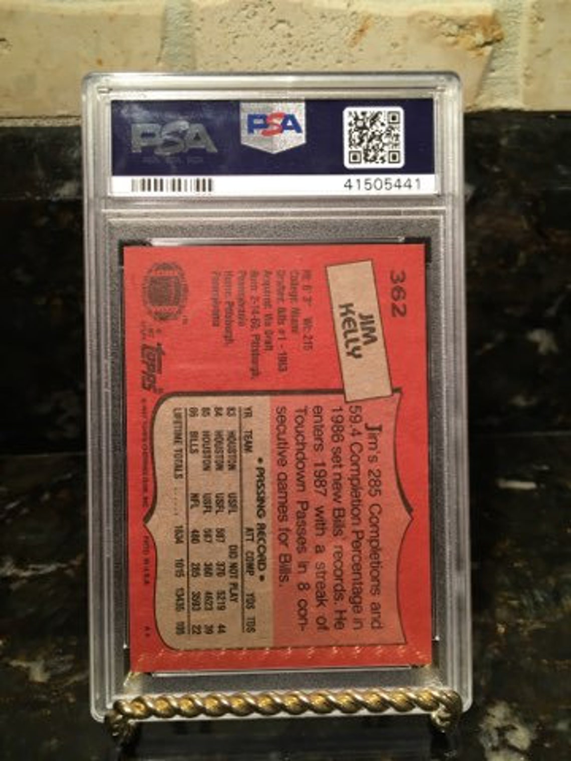 1987 Topps Football #362 Jim Kelly RC Buffalo Bills Quarterback