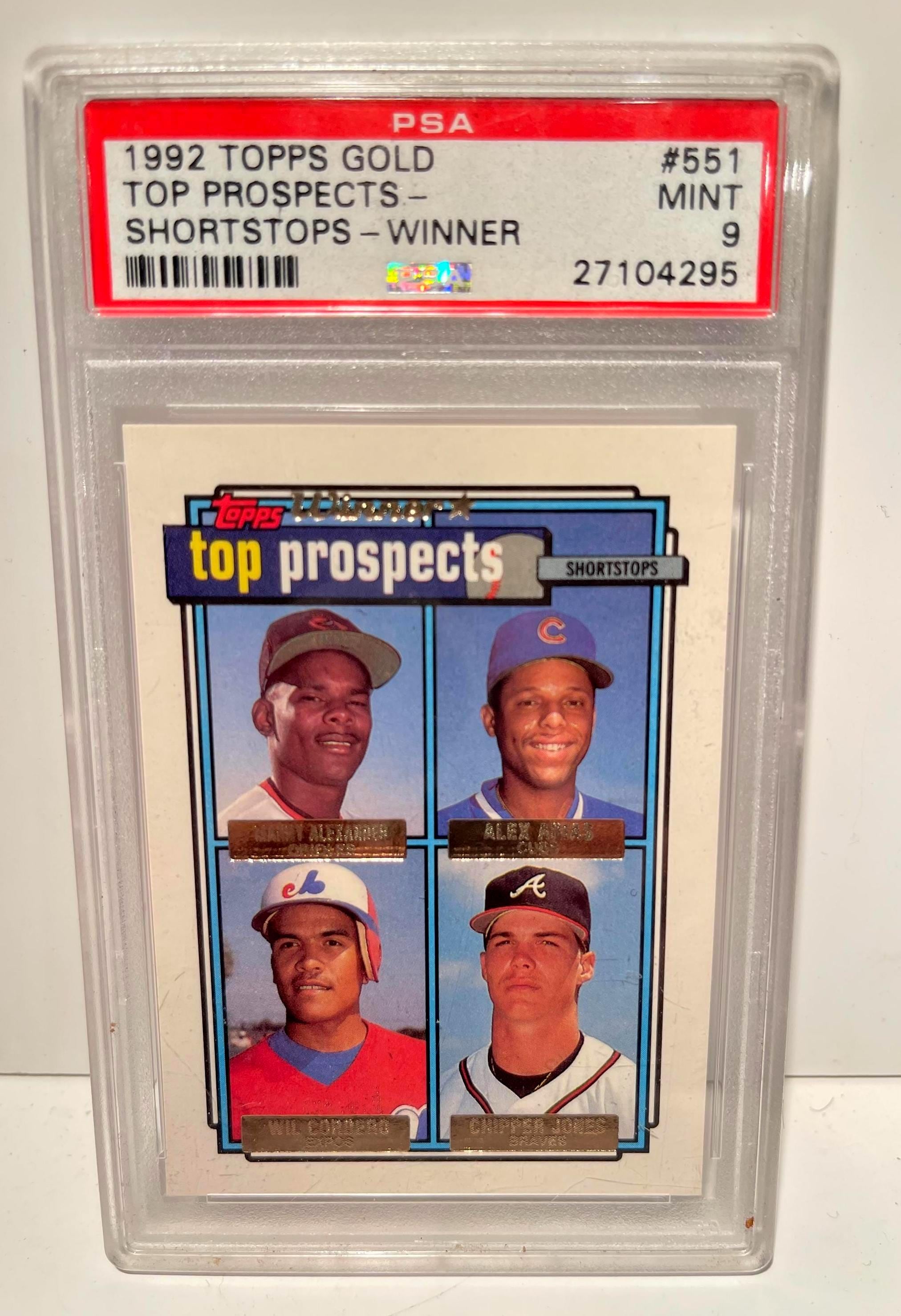 Chipper Jones 1992 Topps Gold PSA 9 Rookie -- #551 Top Prospects BRAVES HOF  -- Graded Authenticated Encased!!