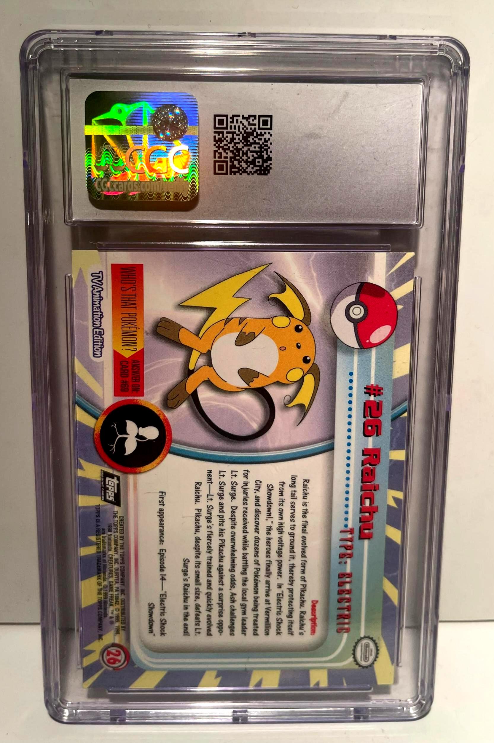 Raichu Pokemon Topps 1999 TCG Series 1 #26 CGC 10 Gem Mint Graded