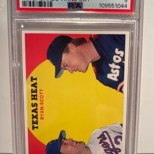 Nolan Ryan Mike Scott 1989 BB Cards Magazine #72 Repli-Cards Hand Cut &quot;Texas Heat&quot; PSA 9