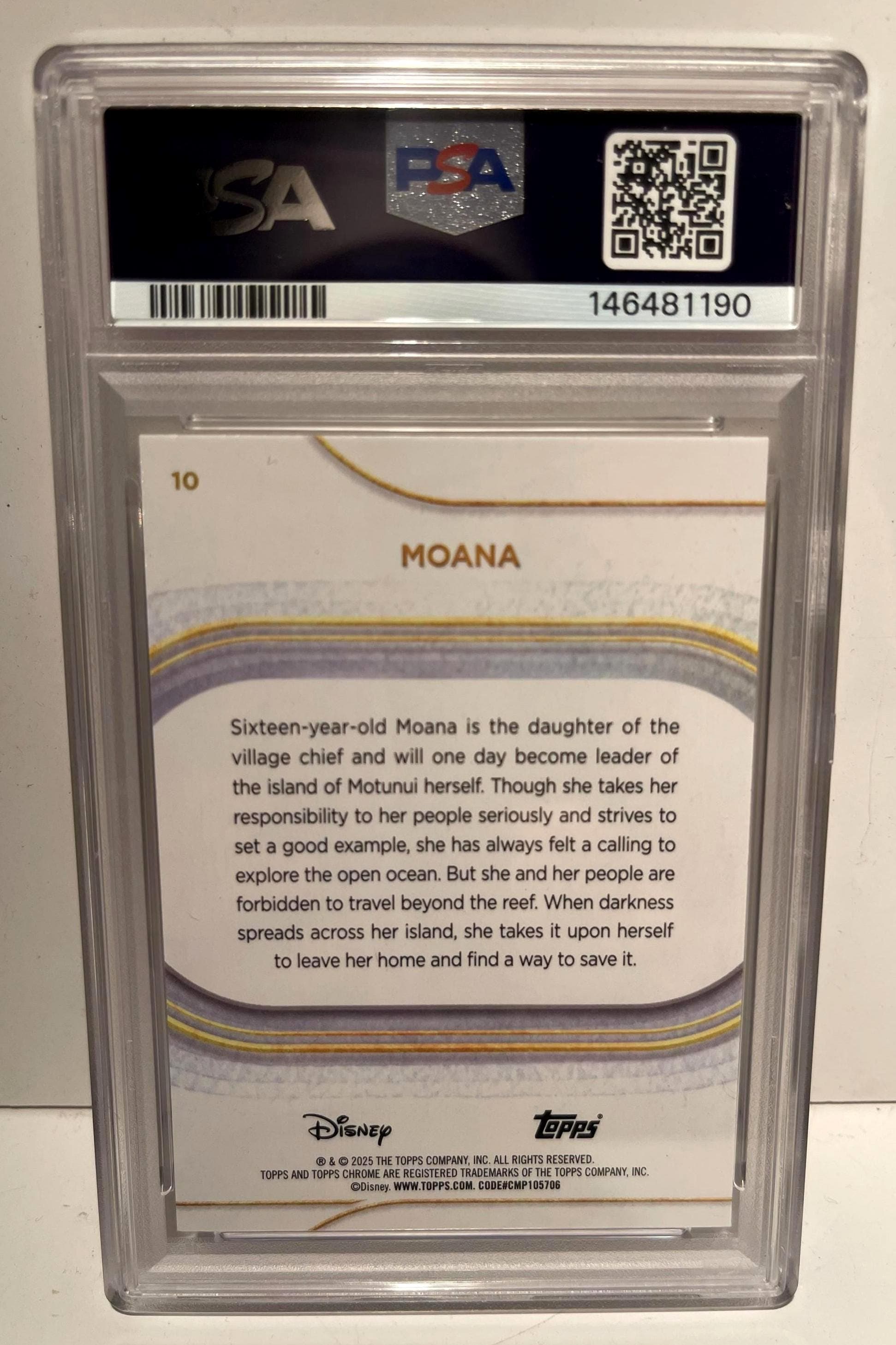 2025 Topps Chrome Disney #10 Moana Yellow Mini Diamonds PSA 8