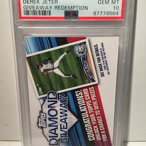 2011 Topps Diamond Giveaway Redemption Derek Jeter PSA 10 Rare