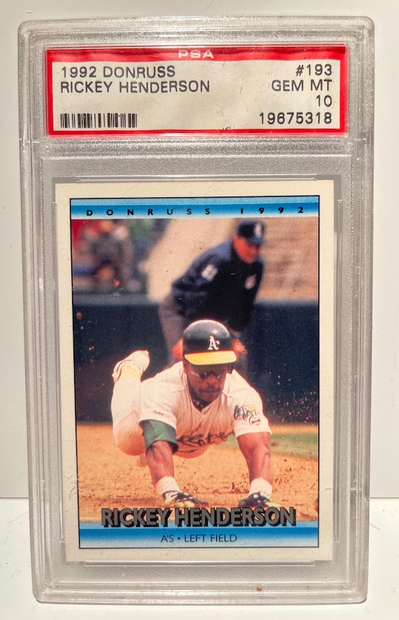 1992 Donruss Rickey Henderson Gem Mint PSA 10 Rare Gem Example - Encased Authenticated Graded! HOF - Etsy Finland 1992 Donruss Rickey Henderson Gem Mint PSA 10 Rare Gem Example - Encased Authenticated Graded! HOF - Etsy Finland