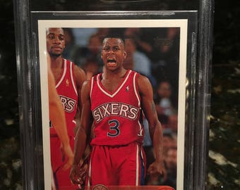 Allen Iverson Rookie Card 1996 Topps Gem Mint Bgs Beckett Graded Authenticated Encased! 76ers Legend!