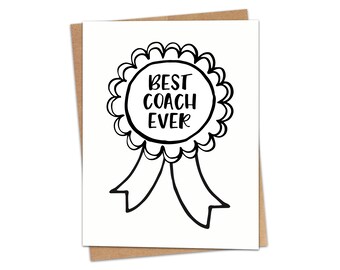 Best Coach Ever Award Ribbon Greeting Card