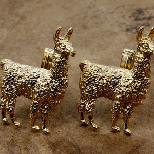 Gold Suri Cuff Links for him, Extra Large Suri Alpaca Cuff Links in 14kt Gold Vermeil gift for men, Alpaca Rancher Farmer Gift, Alpaca Show