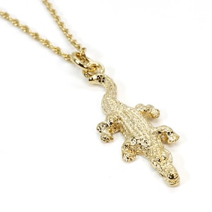 Gold Alligator or Crocodile Necklace,  Small Alligator or Crocodile Necklace in 14kt Yellow Gold Vermeil, Gator Necklace for gator lover