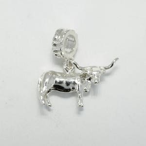 12x23mm (C) Longhorn Charm .925 Sterling Silver