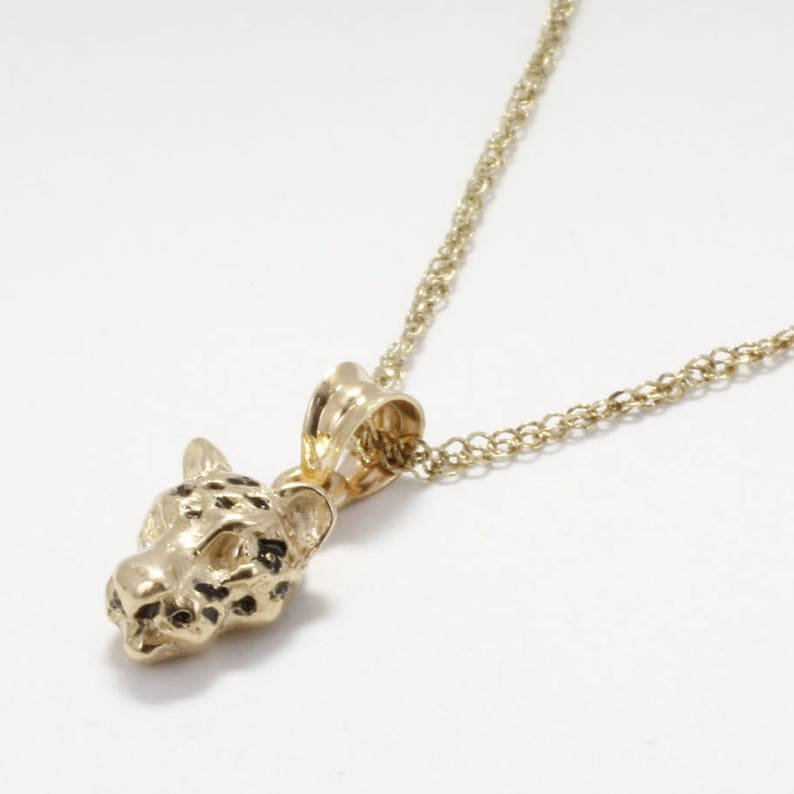 Small Jaguar Head Necklace in 14kt Yellow Gold Tiny Jaguar Etsy