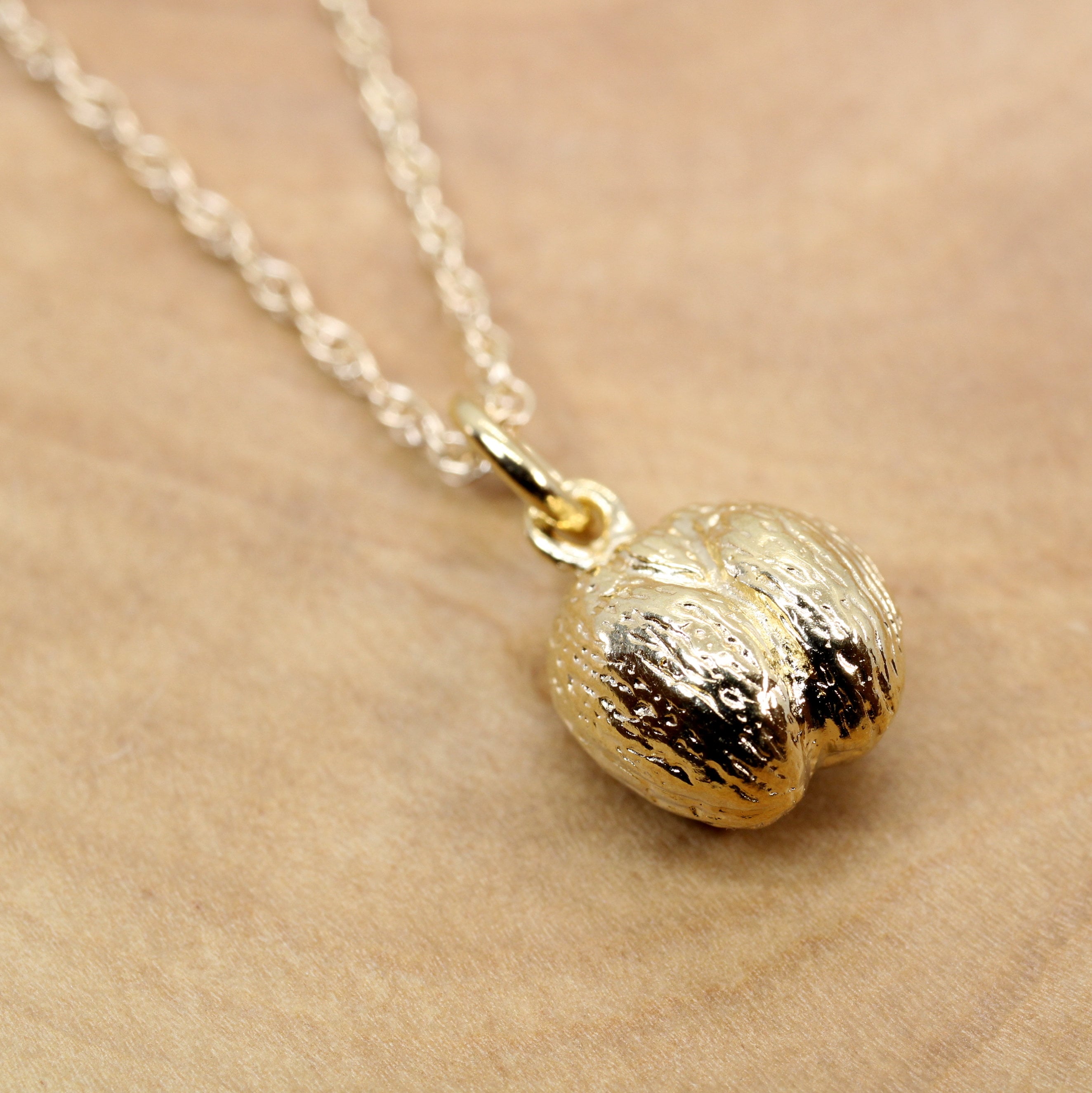 Gold Coco De Mer Seed Necklace: 14kt Gold Vermeil Charm or