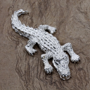 Sterling Silver Alligator Desk Accessory: Handmade Gator Lover Gift