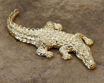 Gold Alligator Brooch made in 14kt Gold Vermeil: Gator Pin
