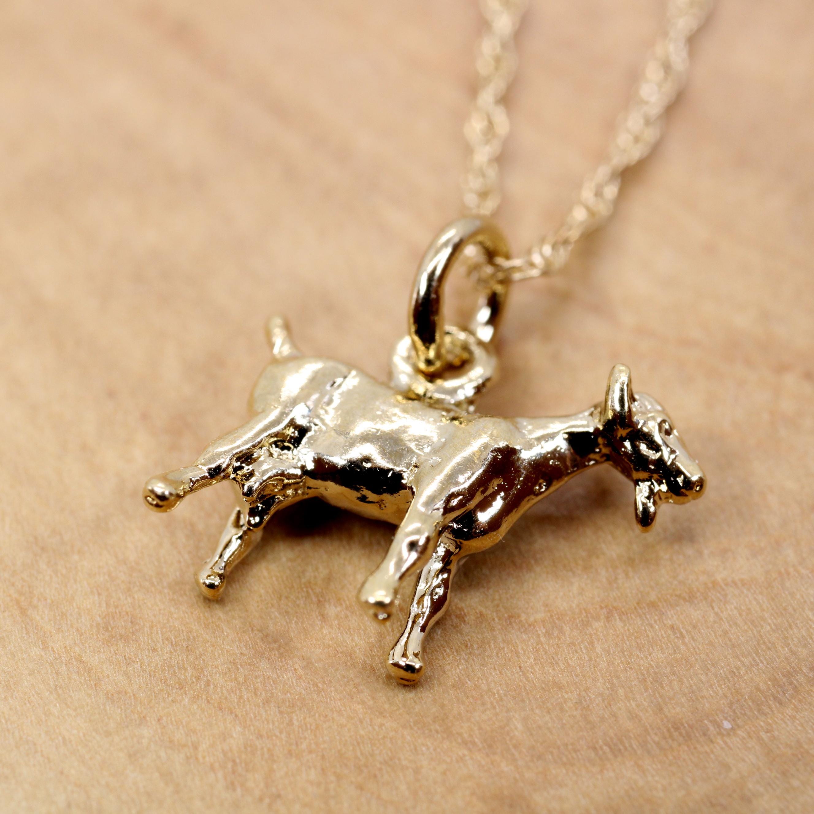Gold Goat Necklace or Charm for her 14kt Gold Vermeil Toggenburg Goat Necklace Livestock show animal for girl Goat themed gift Swiss Goat