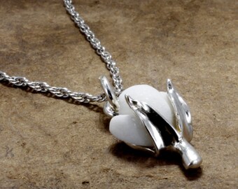 Cotton Anniversary Gift for her,925 Sterling Silver Handmade Cotton Boll Necklace,Gift for cotton farmers wife,2nd anniversary gift for wife