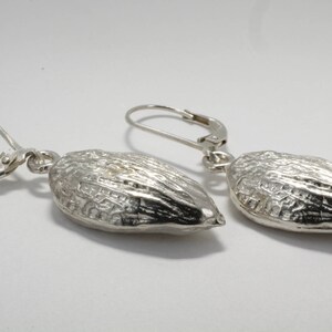 Almond Earrings, Actual Size 925 Sterling Silver Almond Dangle Earrings, California Almond Grower gift, Almond Board gift