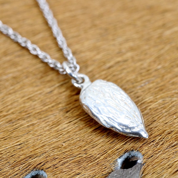 Small Sterling Silver Almond necklace for her, Almond Grower gift, Baking Gift, California Almond Association Award
