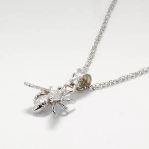 Honey Bee Necklace made in 14kt white gold , Sweet cute and simple Beekeeping or beekeeper gift for her