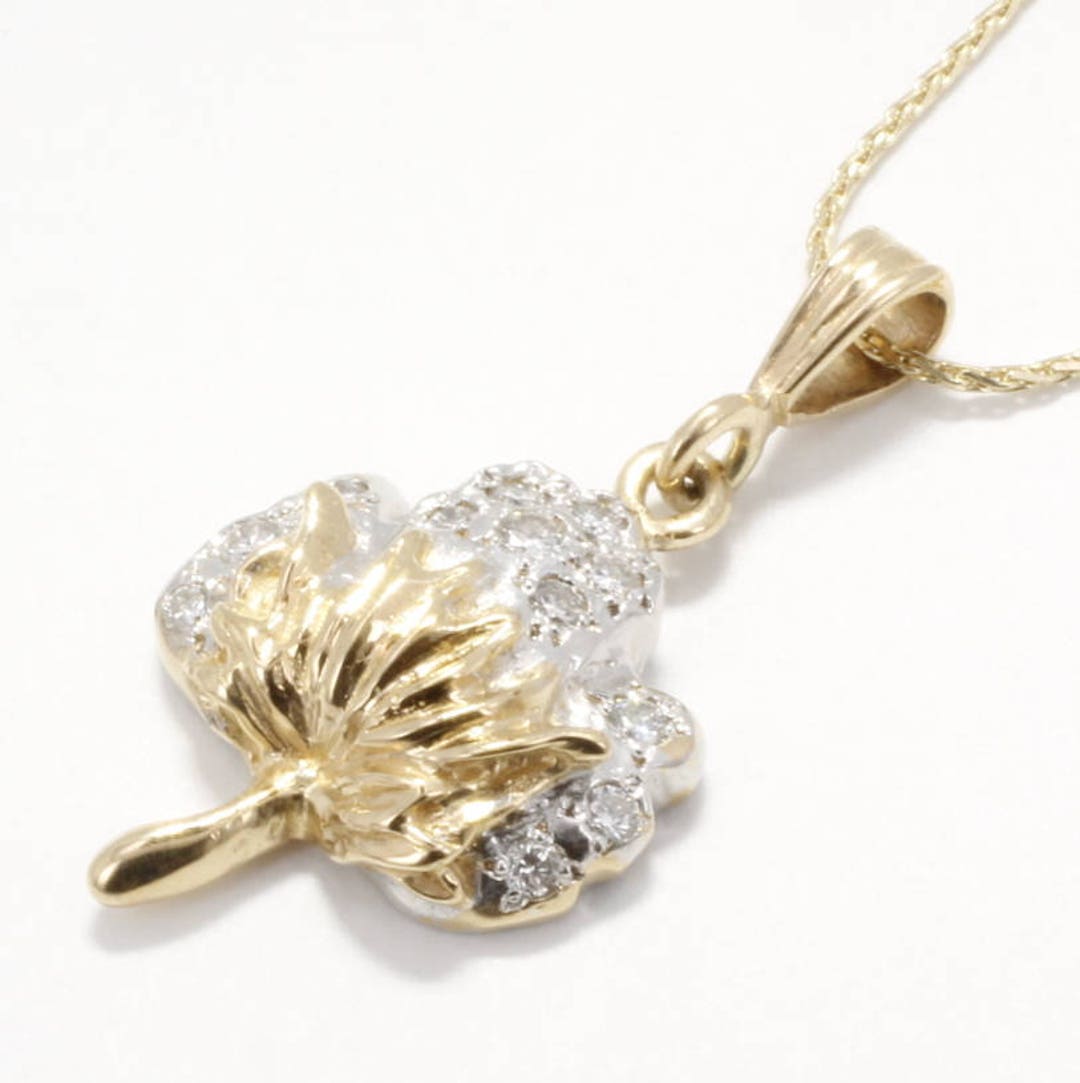 Cotton Anniversary Cotton Gift for Her, Diamond Cotton Boll Necklace