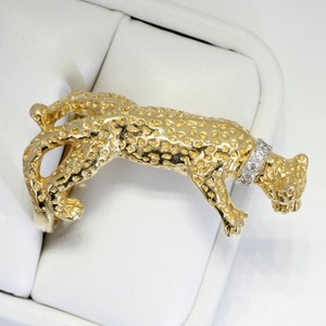 Jaguar Ring, Panther Ring, 14kt Gold Jaguar or Panther Ring with Diamond Collar, Wild Big Cat Safari Gift for her,Gift for Jaguars fan