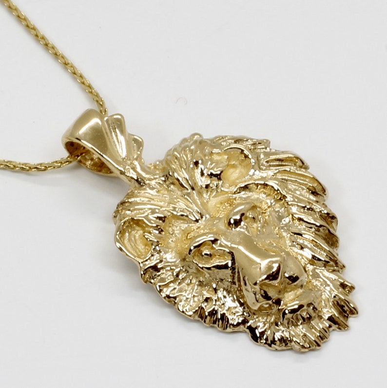 Gold Lion Necklace for her Large 14kt Gold Lion Head Necklace Etsy