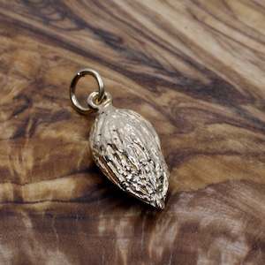 Gold Almond Charm, Smaller Size 14kt Gold Almond Charm for her charm bracelet ,California Almond Grower gift for her, Almond Board Gift