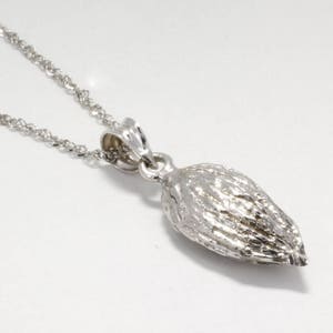Almond Jewelry, Almond Necklace,Smaller Size 14kt white Gold Almond Necklace on 18&quot; chain,California Almond Grower gift for her, Almond Gift