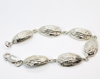 Pulsera de eslabones de almendras en plata de ley: regalo de un productor de California
