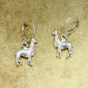 Silver Alpaca Earrings for her , 925 Sterling Silver Suri Alpaca Earrings ,Gift Mom image 1