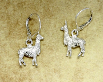 Silver Alpaca Earrings for her , 925 Sterling Silver Suri Alpaca Earrings ,Gift Mom