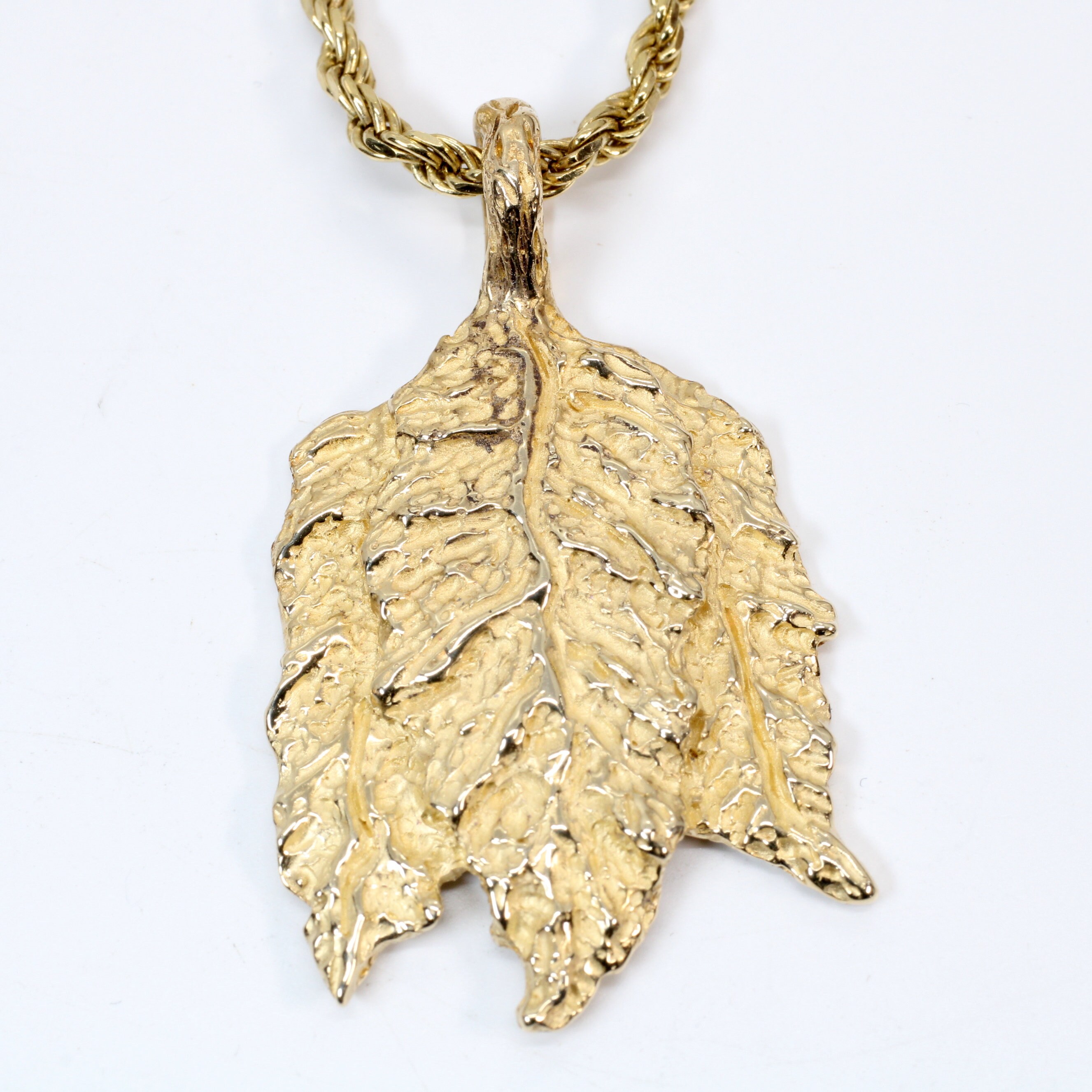 14kt Gold Tobacco Leaf Necklace: Flue Cured Charm, Grower Gift