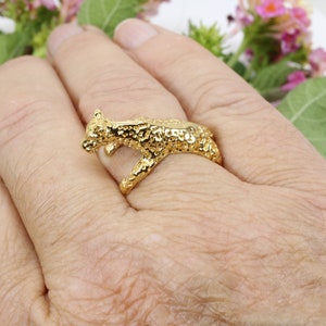 Gold Leopard Wrap Ring made in 14kt gold vermeil,  Leopard lover ring for her, wild large cat jewelry gift, africa safari gift for wife